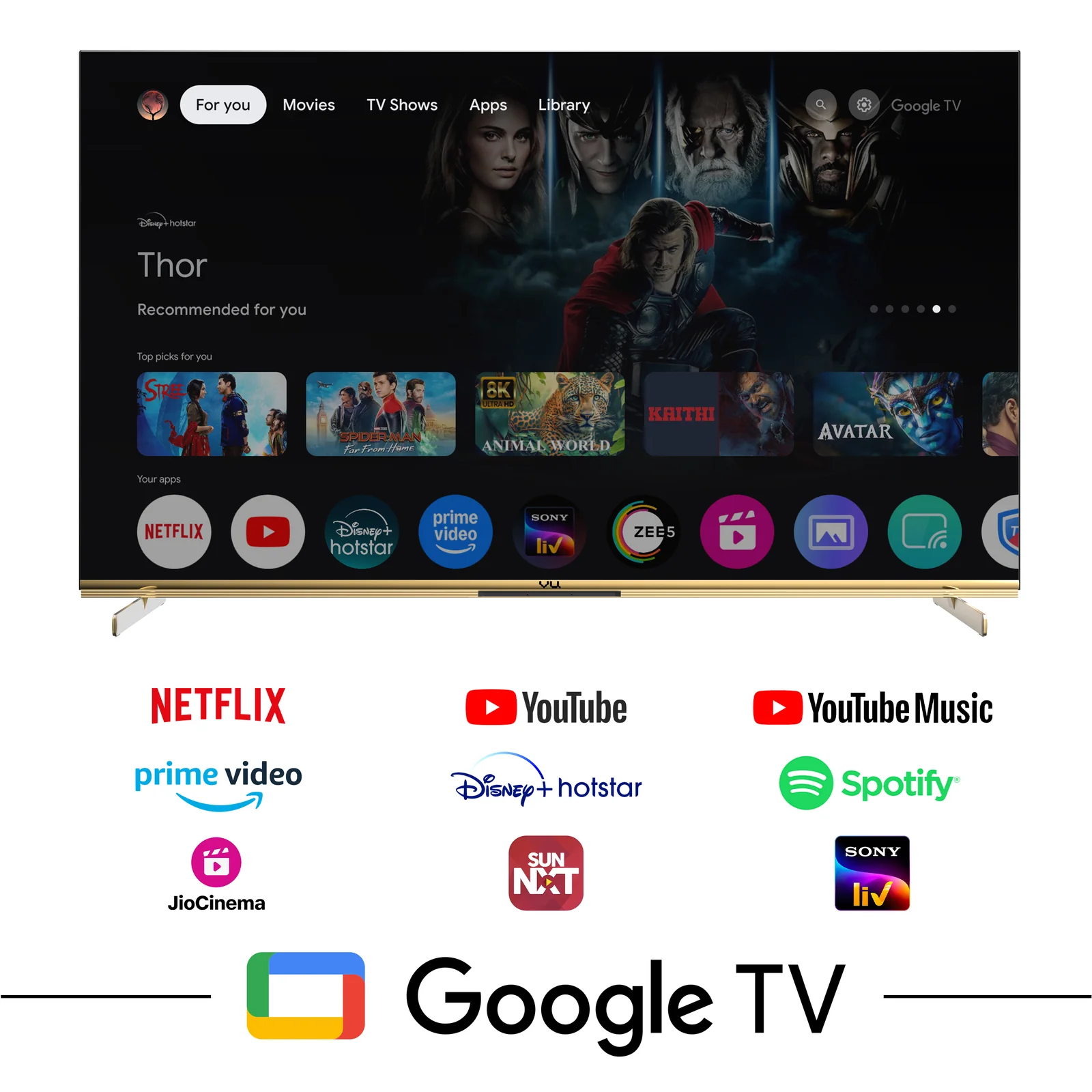 Vu Masterpiece Frame TV 55 Inch 4K QLED - Front View 3